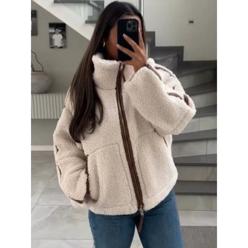 Damen Fleecejacke mit Reißverschluss und Taschen 3