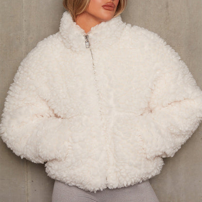 Damen Fluffy Fleecejacke | Warme Freizeitjacke mit Reißverschluss 0