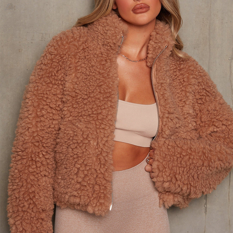 Damen Fluffy Fleecejacke | Warme Freizeitjacke mit Reißverschluss 4