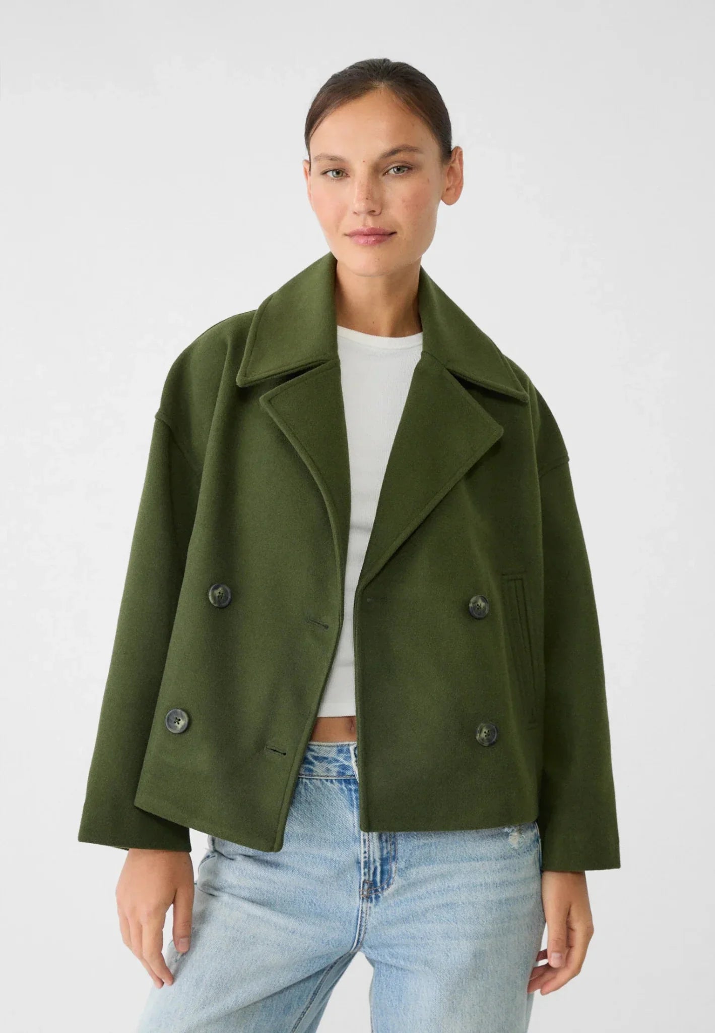 Damen Jacke Kurzschnitt | Zweireihige Modejacke 2
