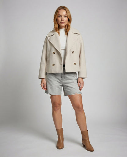 Damen Jacke Kurzschnitt | Zweireihige Modejacke 6