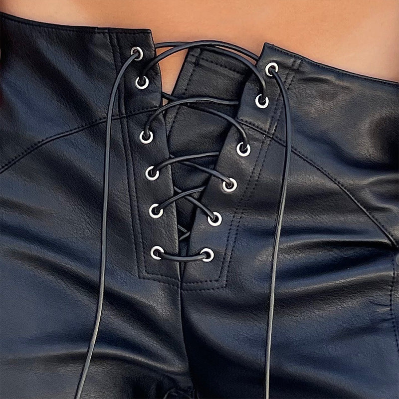 Damen Lederhose mit Schnürverschluss | Stylische Lederhose 1