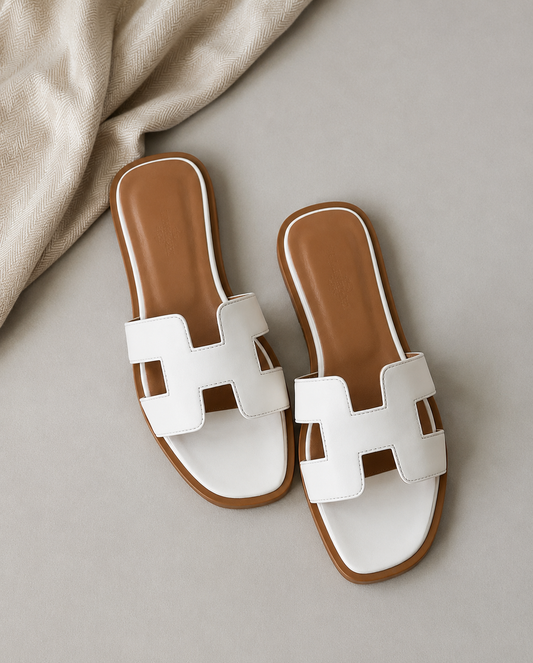 Damen Ledersandalen Soleil | Flache Sandalen mit H-Riemen 0