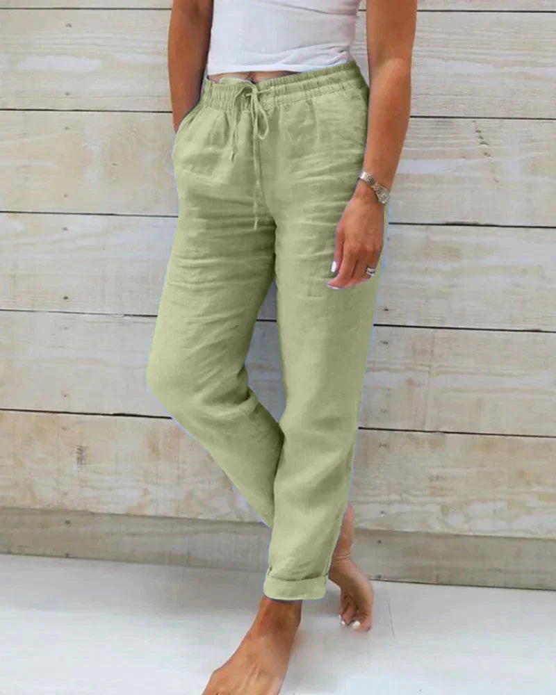 Damen Leinenhose | Luftige Sommerhose mit elastischem Bund 3
