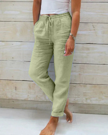 Damen Leinenhose | Luftige Sommerhose mit elastischem Bund 3