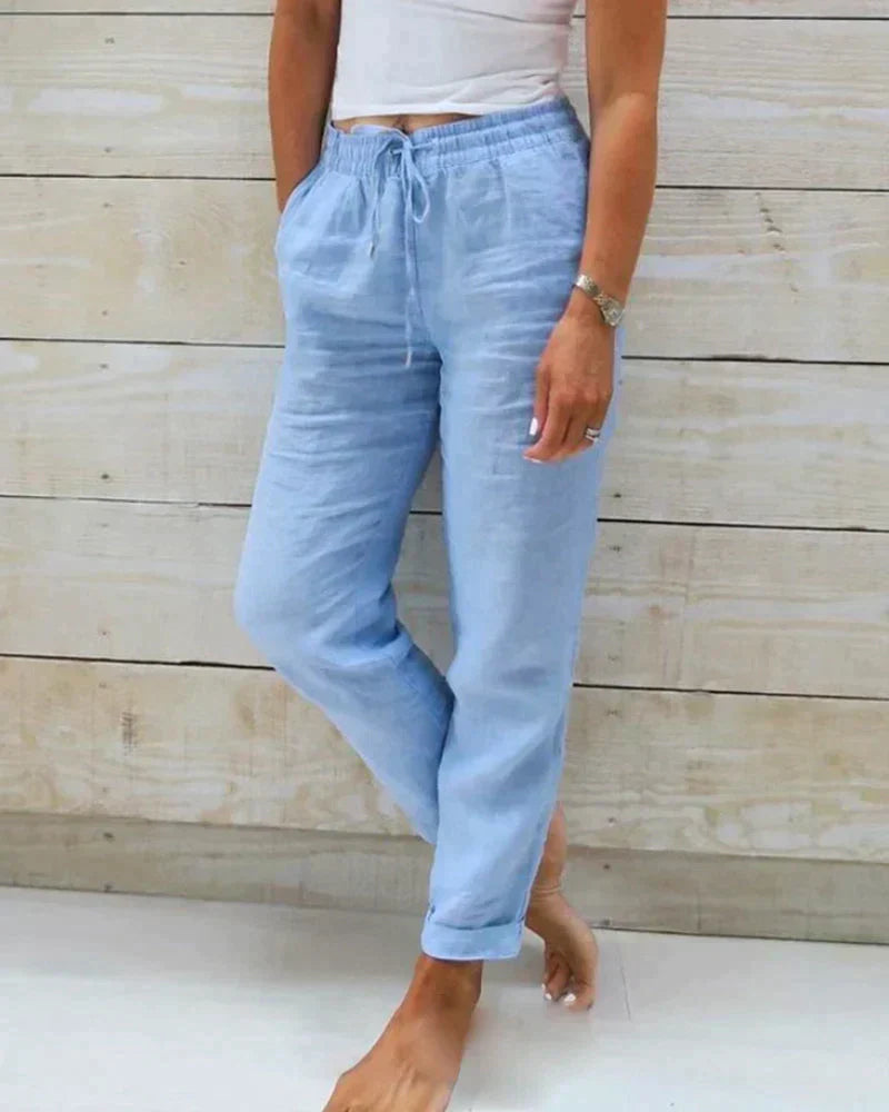 Damen Leinenhose | Luftige Sommerhose mit elastischem Bund 5