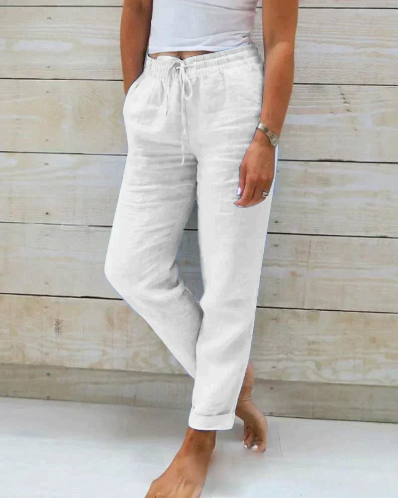 Damen Leinenhose | Luftige Sommerhose mit elastischem Bund 7