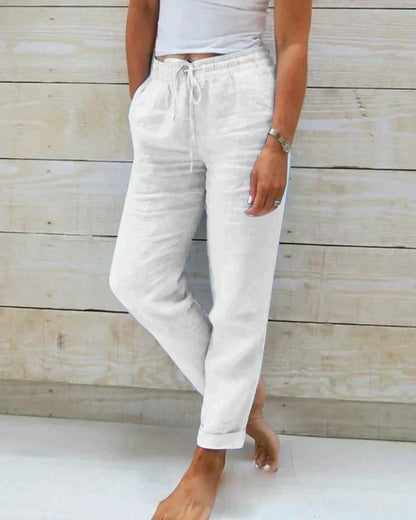 Damen Leinenhose | Luftige Sommerhose mit elastischem Bund 7