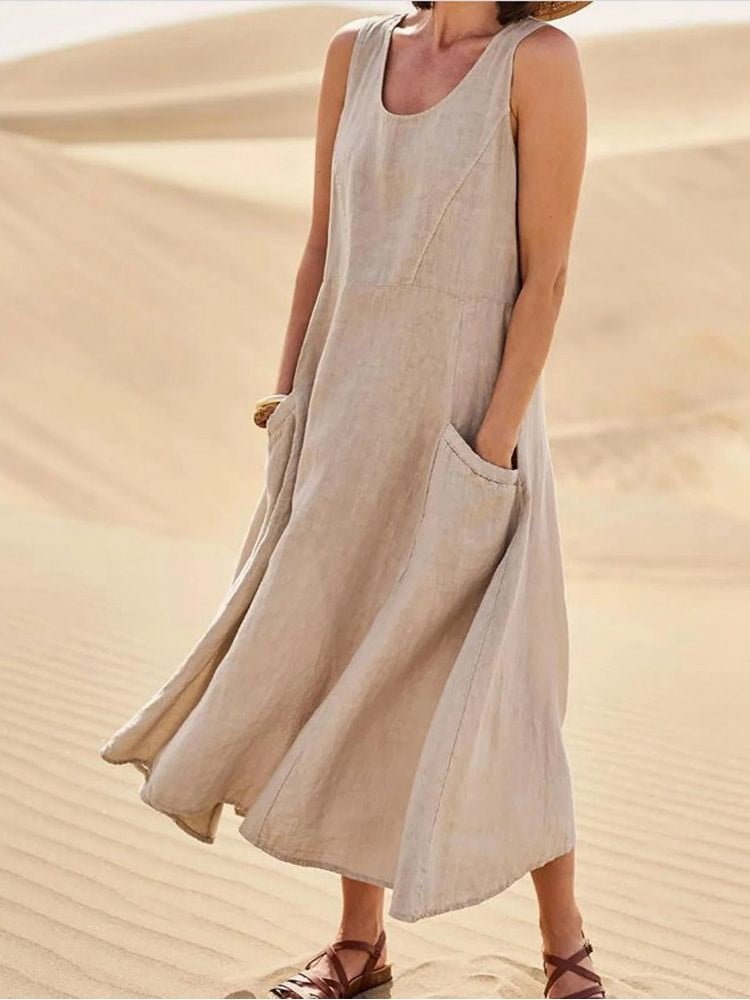 Damen Maxikleid Relaxed Fit | Freizeitkleid mit Taschen 0