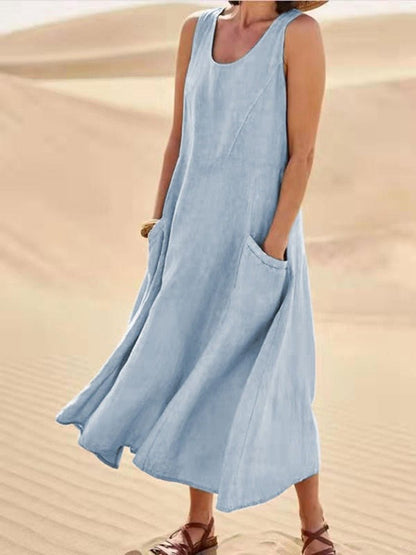 Damen Maxikleid Relaxed Fit | Freizeitkleid mit Taschen 4