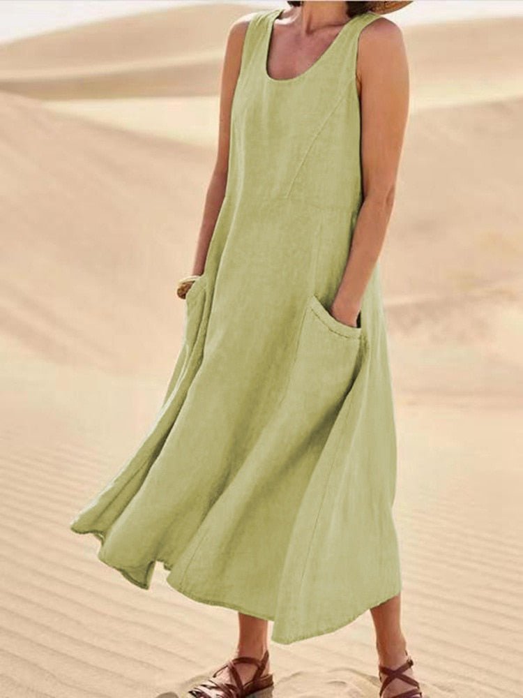 Damen Maxikleid Relaxed Fit | Freizeitkleid mit Taschen 6