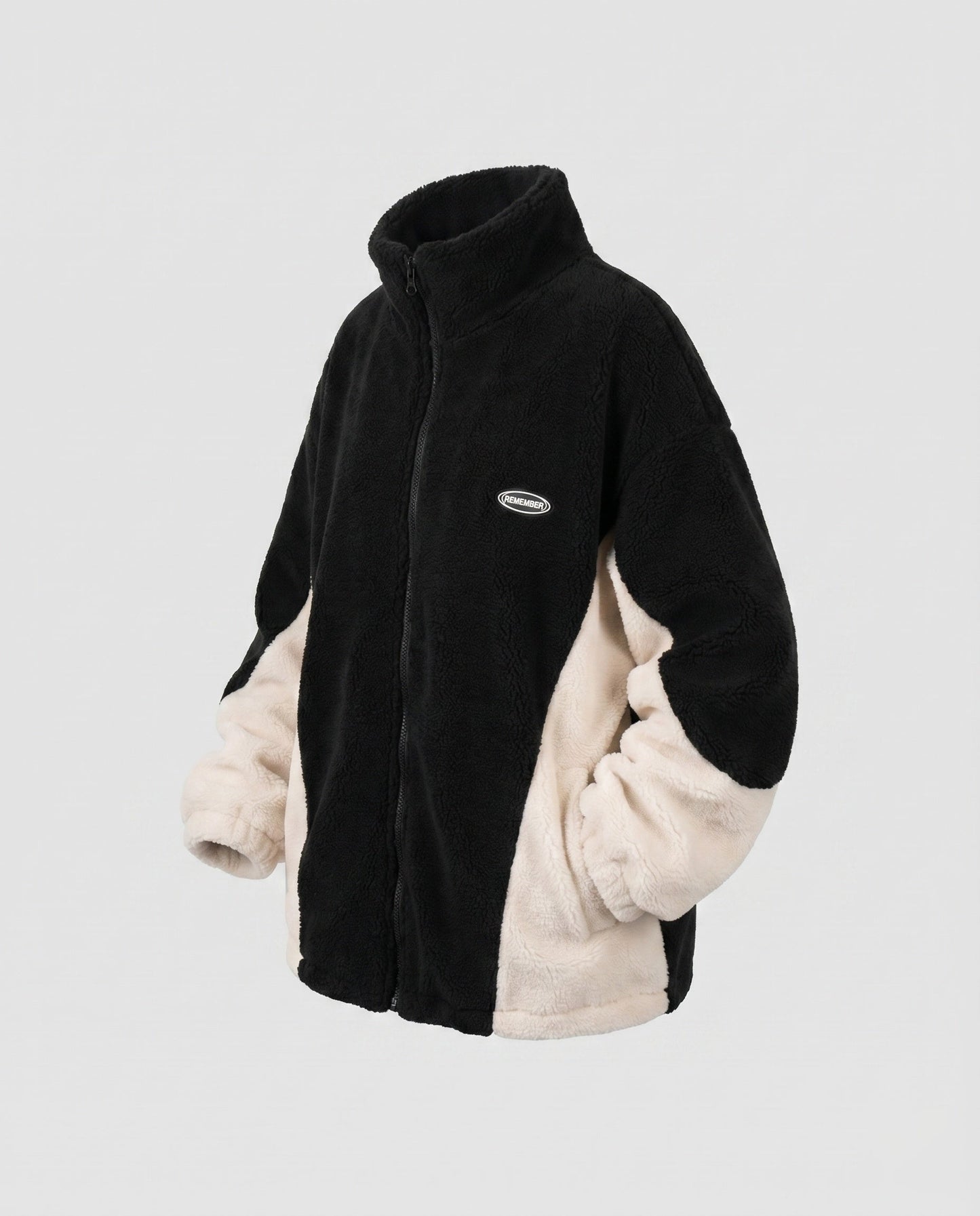 Damen Oversized Fleecejacke mit hohem Kragen und Taschen 0
