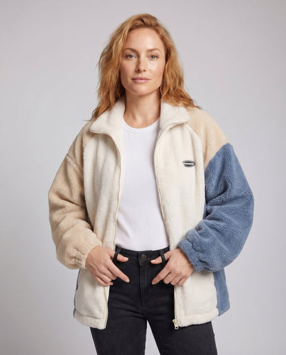 Damen Oversized Fleecejacke mit hohem Kragen und Taschen 2