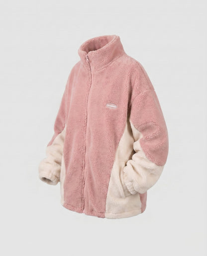 Damen Oversized Fleecejacke mit hohem Kragen und Taschen 5