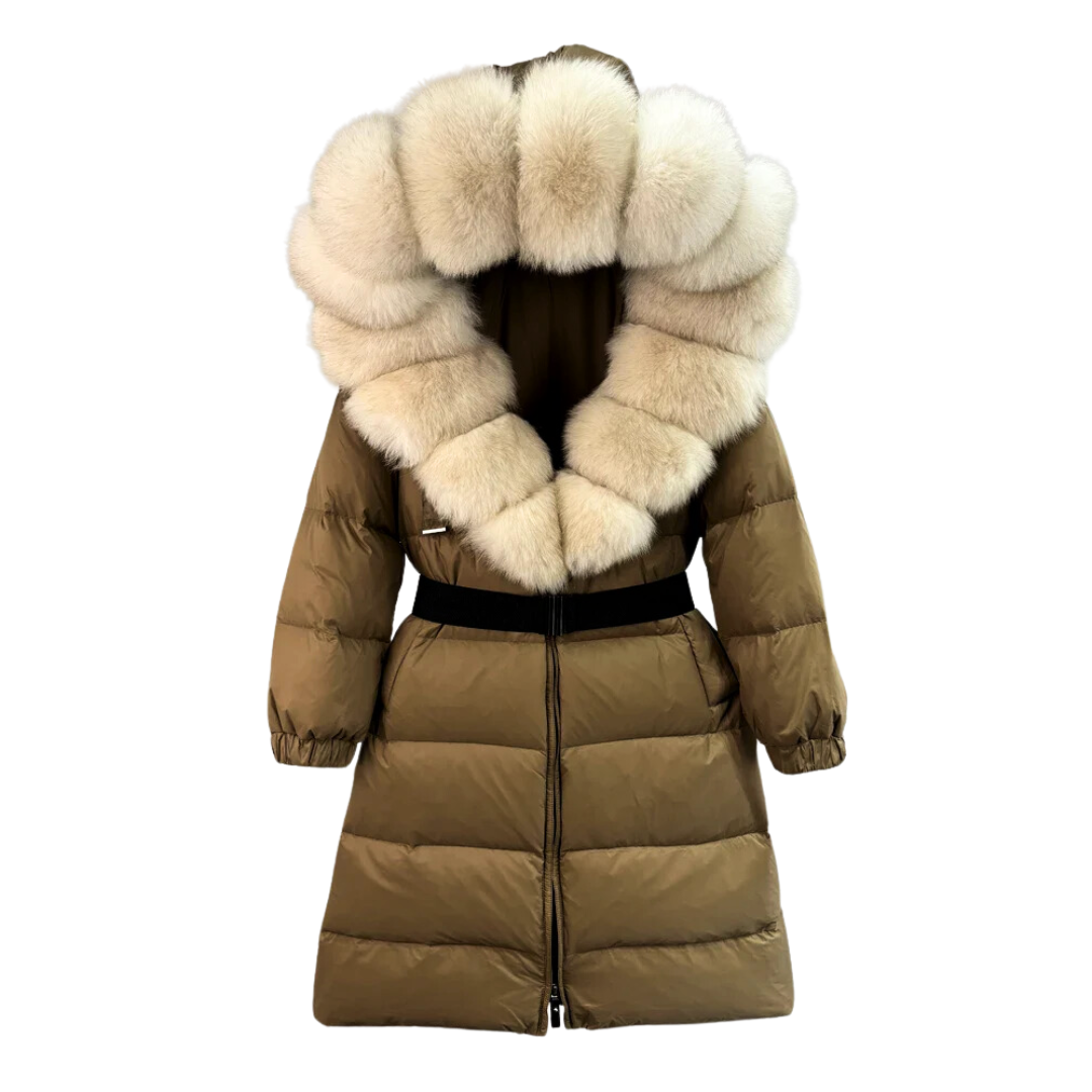 Damen Parka Schwarz mit Gürtel | Winter Daunenparka 1