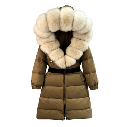 Damen Parka Schwarz mit Gürtel | Winter Daunenparka 1