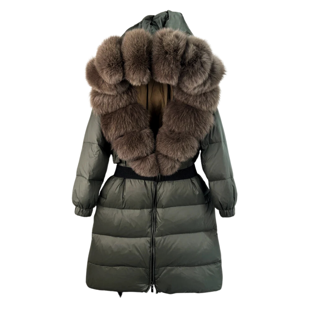 Damen Parka Schwarz mit Gürtel | Winter Daunenparka 2