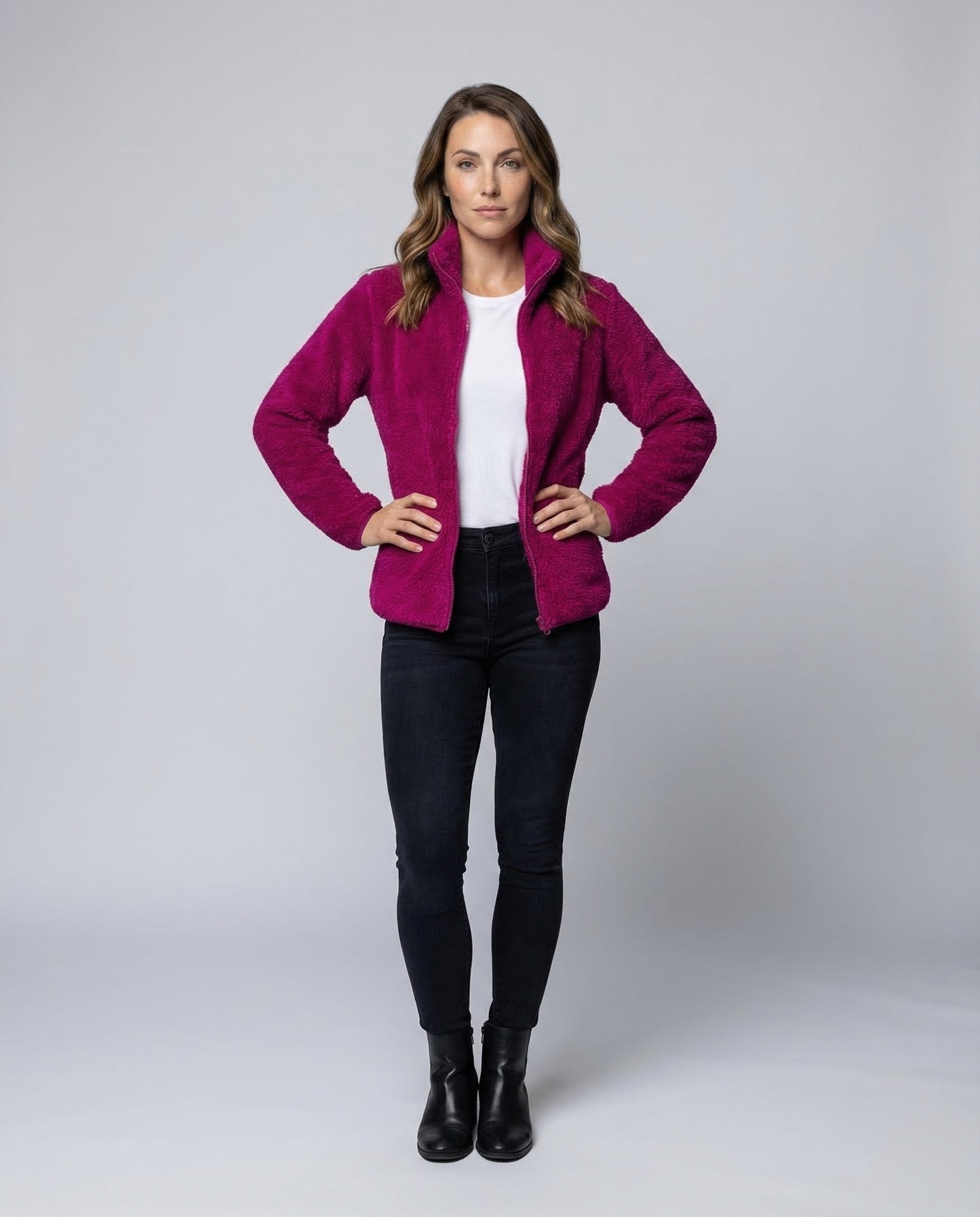 Damen Plüsch-Fleecejacke | Flauschige Übergangsjacke 1