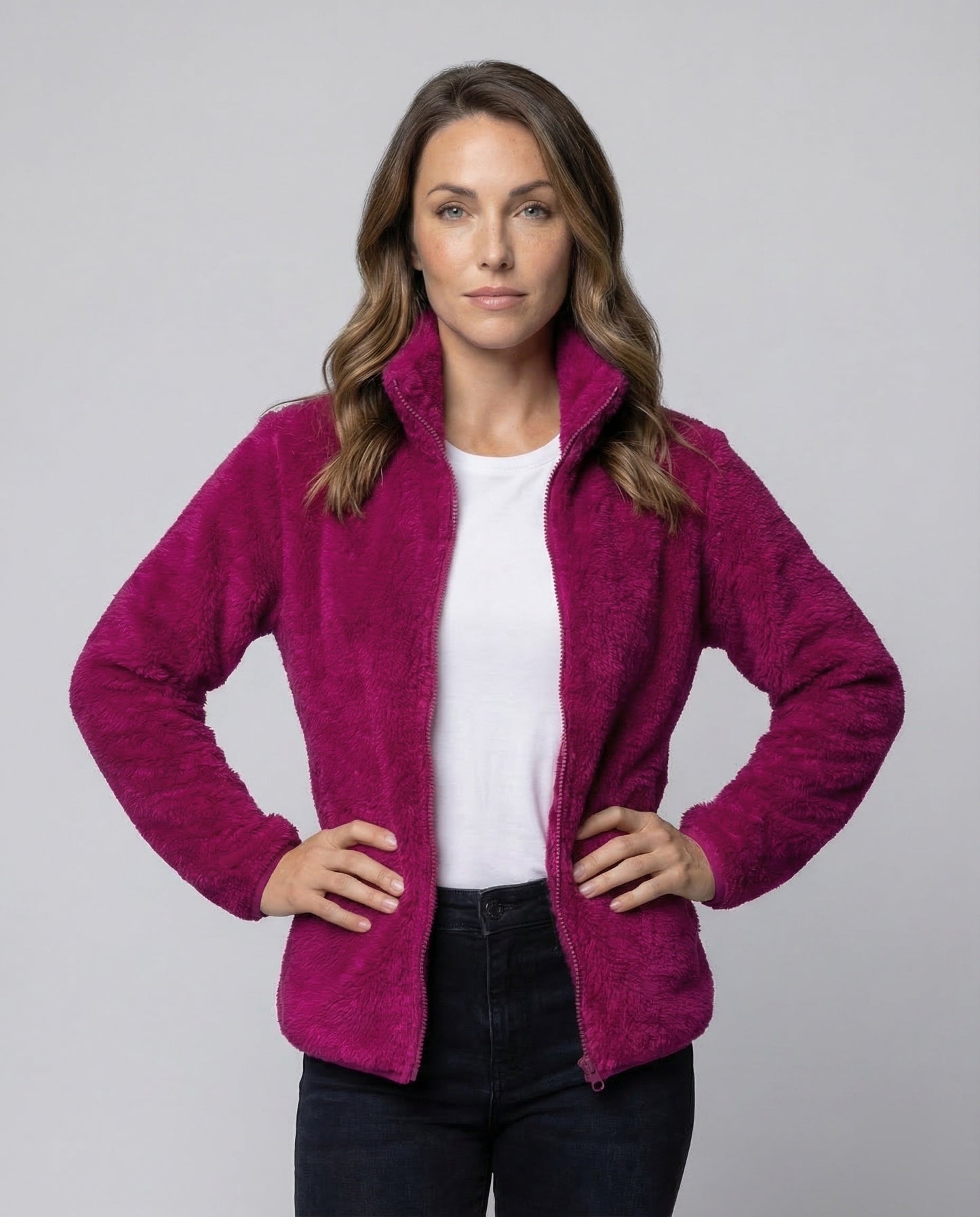 Damen Plüsch-Fleecejacke | Flauschige Übergangsjacke 2
