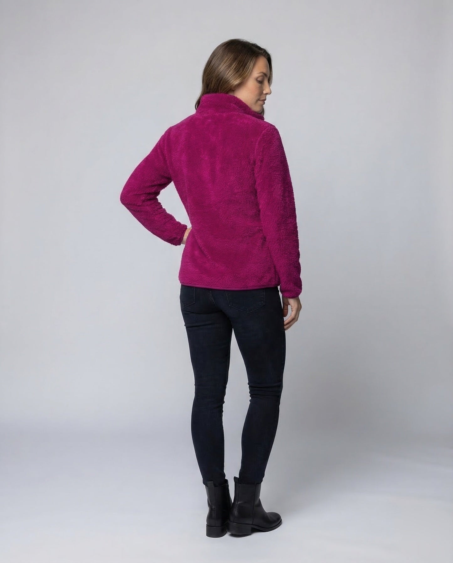 Damen Plüsch-Fleecejacke | Flauschige Übergangsjacke 4