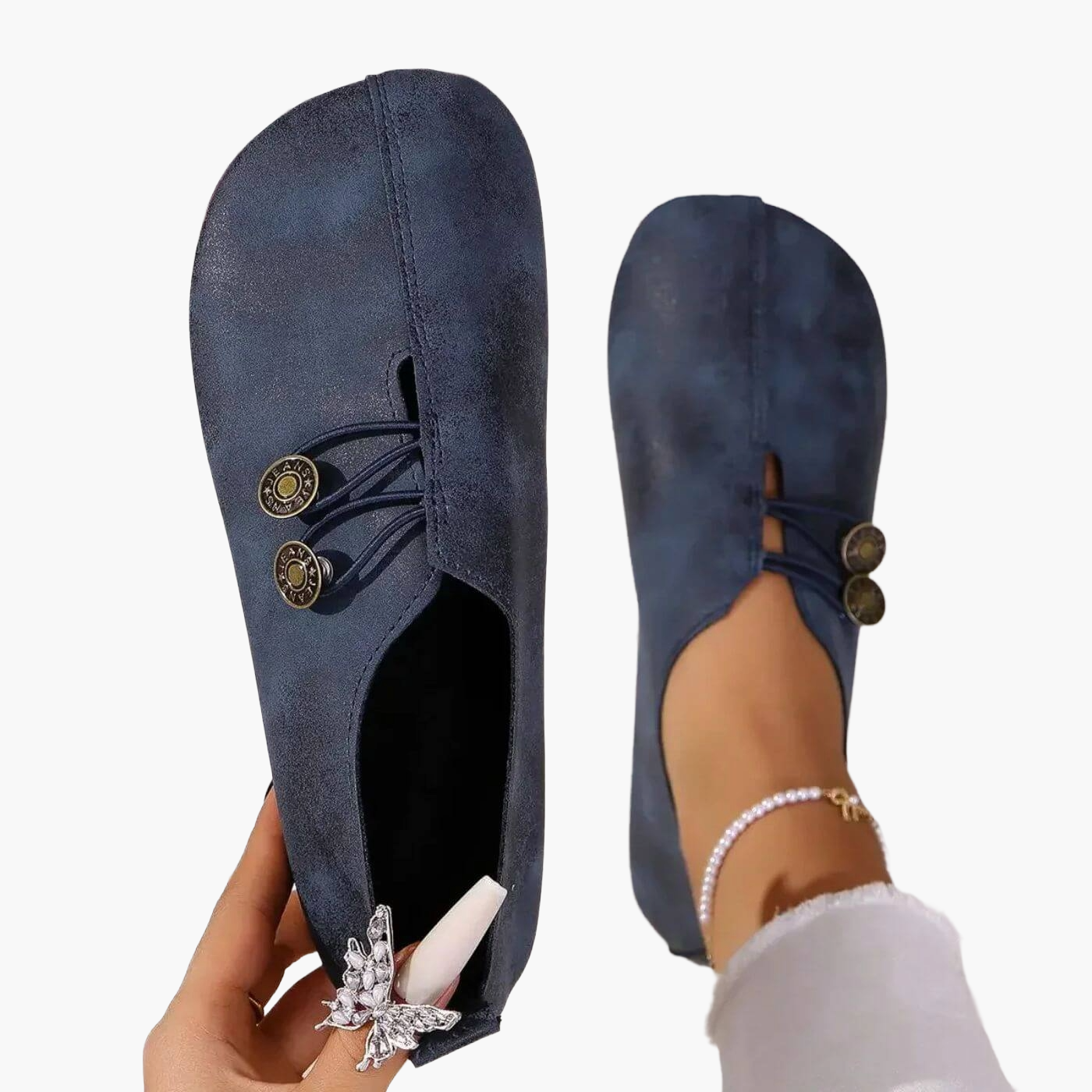Damen Slipper mit Knopfverschluss | Bequeme Alltagsschuhe 6