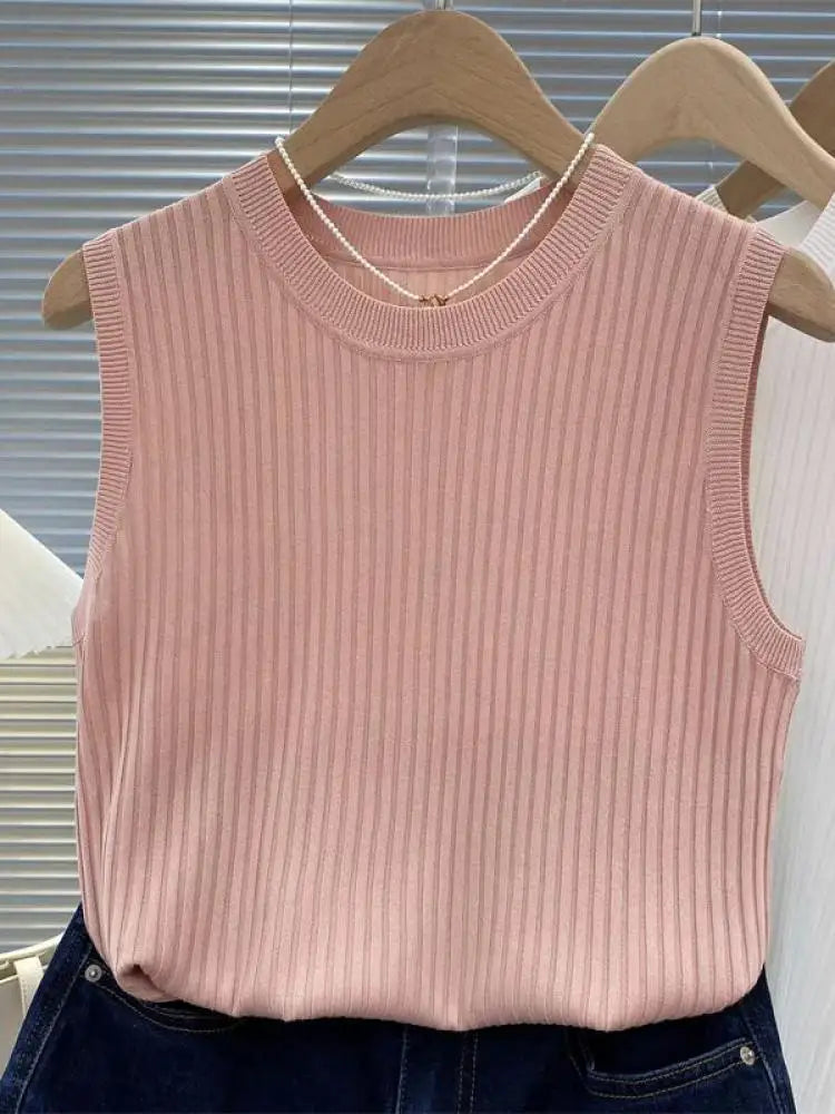 Damen Sommer Tanktop | Ärmelloses Gestricktes Shirt 11