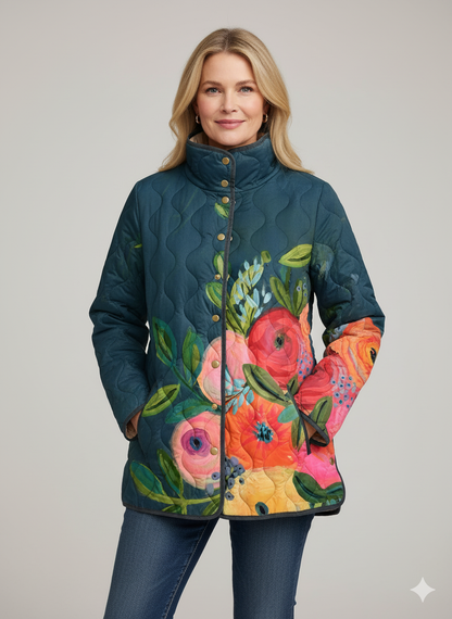 Damen Steppjacke mit Vintage-Blumenmuster | Warme Alltagsjacke 1