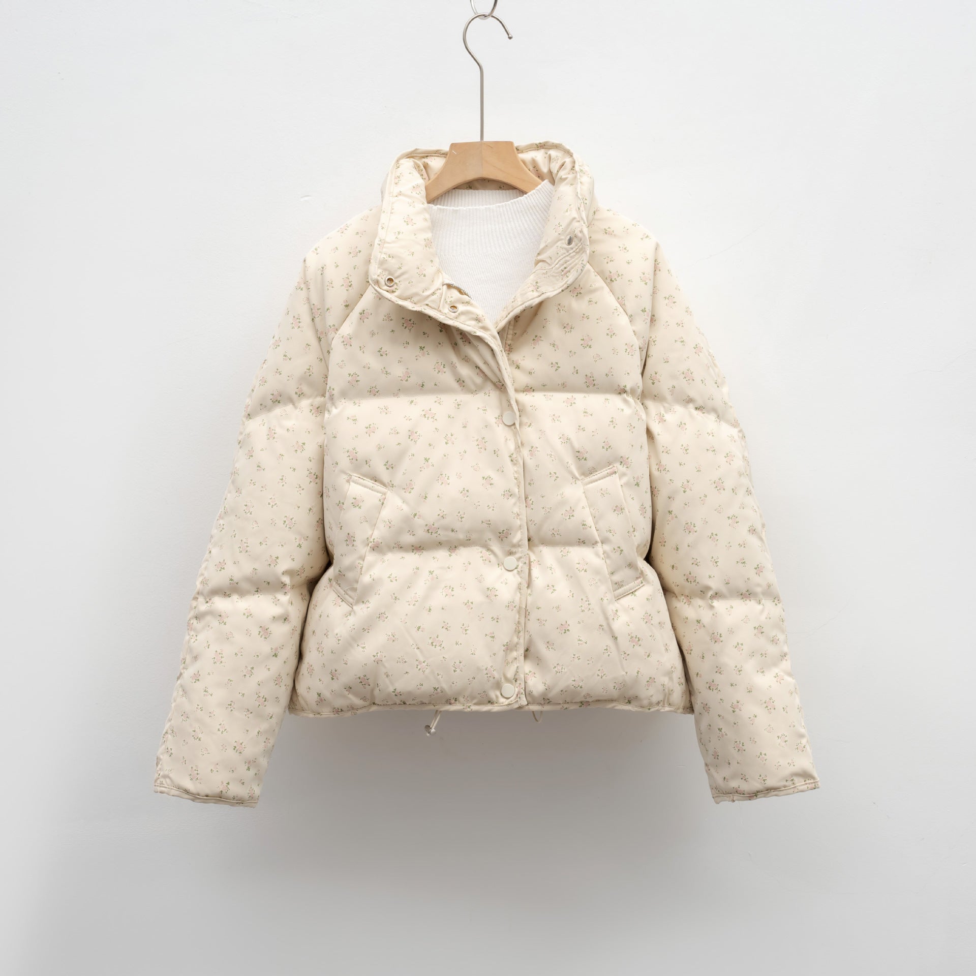 Damen Steppjacke mit floralem Muster und Taschen 0
