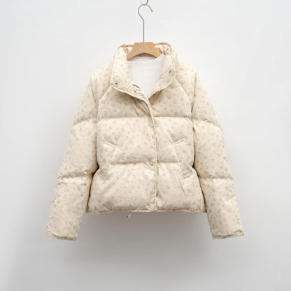 Damen Steppjacke mit floralem Muster und Taschen 0