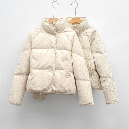 Damen Steppjacke mit floralem Muster und Taschen 1