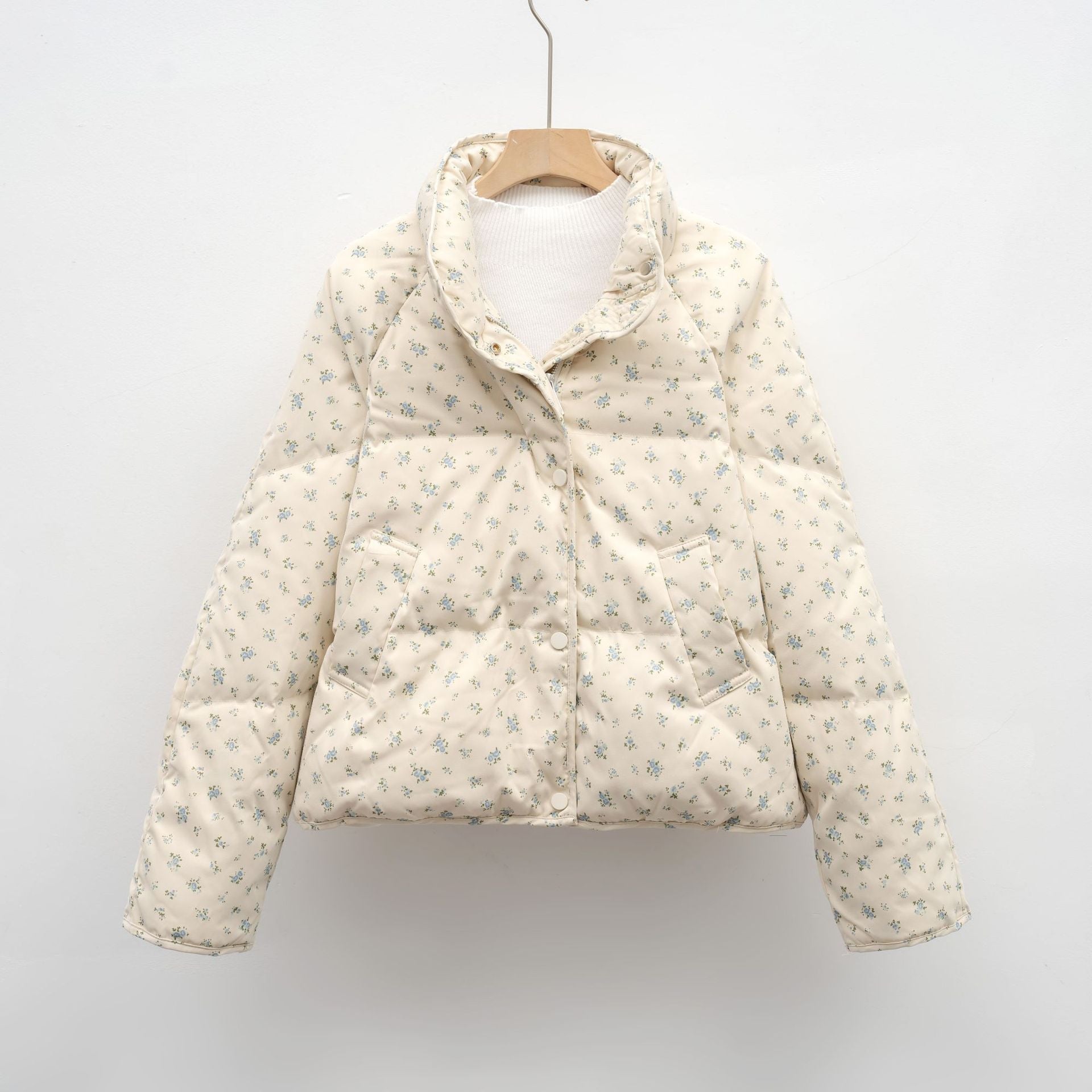 Damen Steppjacke mit floralem Muster und Taschen 3
