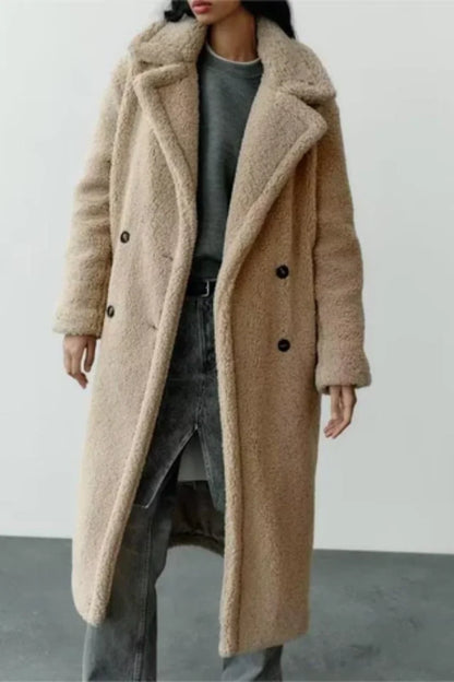 Damen Teddy Mantel Lang Warm Winterjacke 0