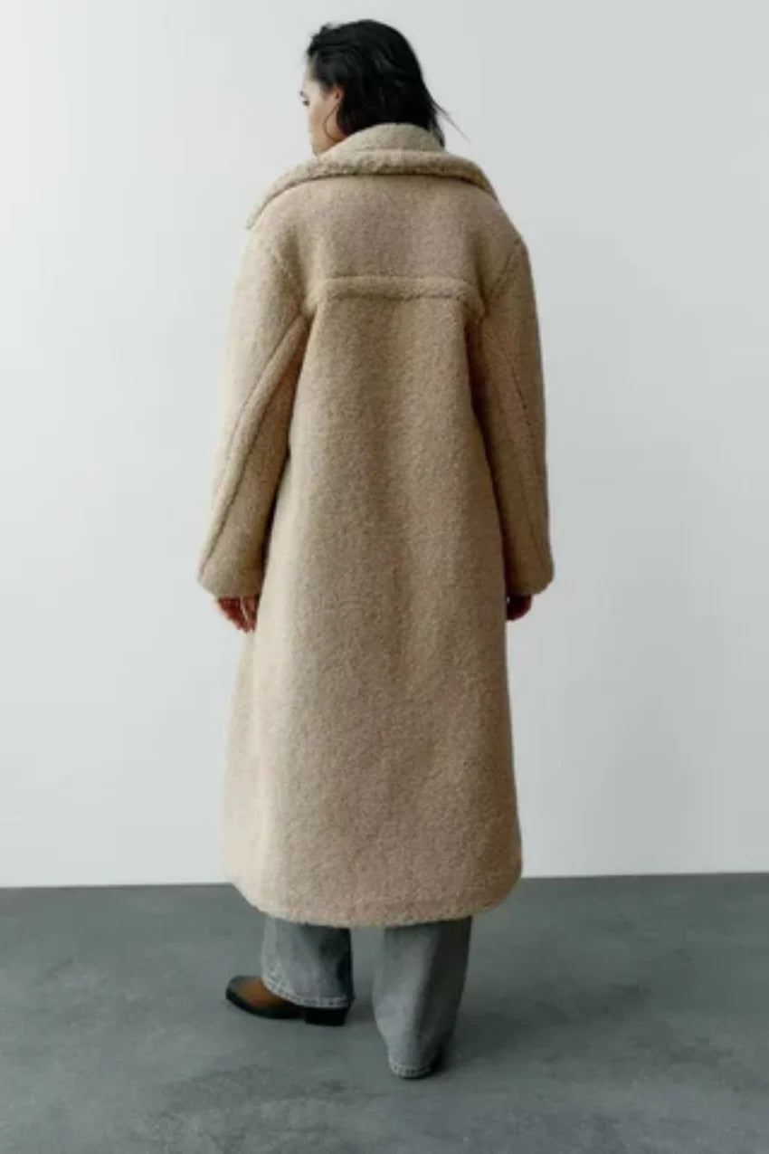 Damen Teddy Mantel Lang Warm Winterjacke 1