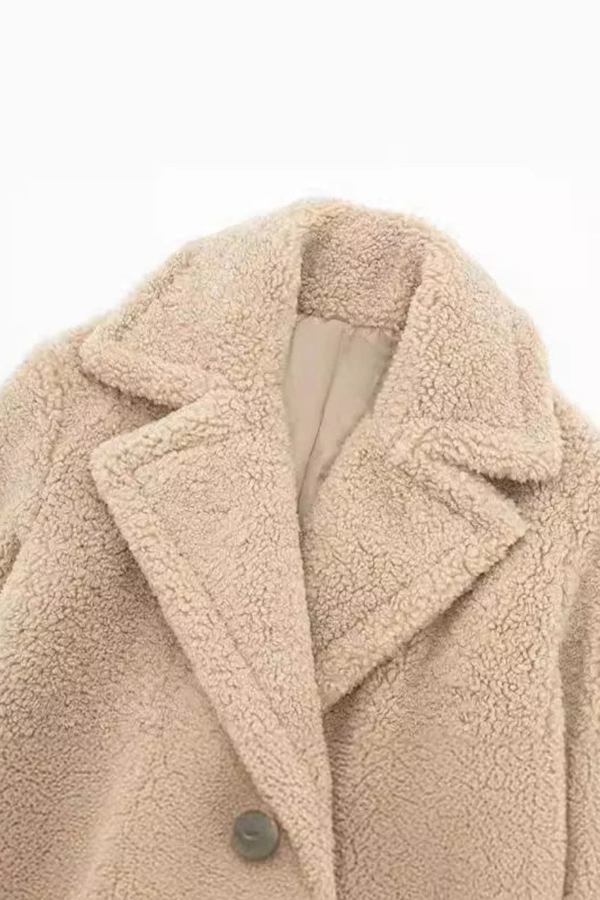 Damen Teddy Mantel Lang Warm Winterjacke 2