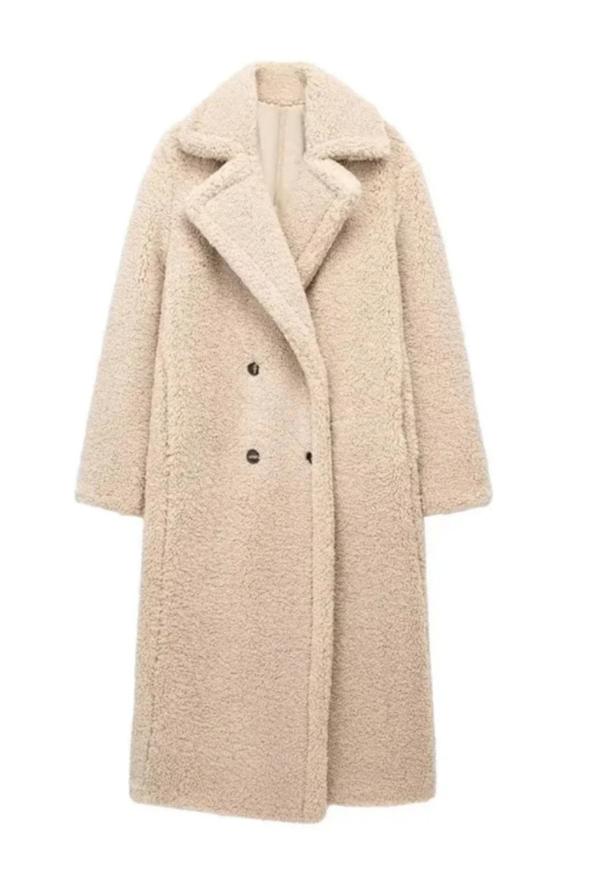 Damen Teddy Mantel Lang Warm Winterjacke 3