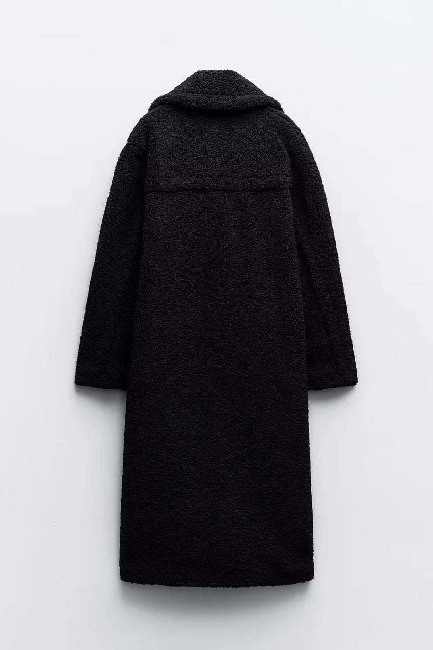 Damen Teddy Mantel Lang Warm Winterjacke 4