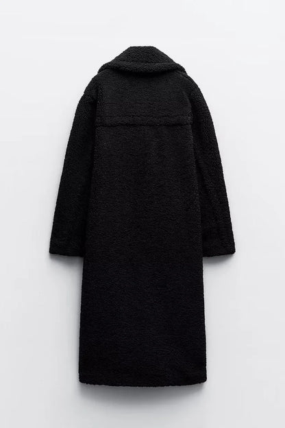 Damen Teddy Mantel Lang Warm Winterjacke 4