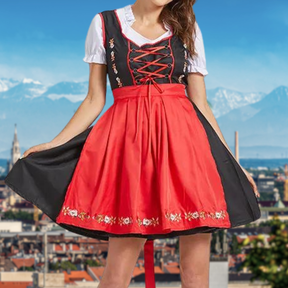 Damen Trachtenkleid Mit Schürze | Festliches Kleid Dunkelgrün 0
