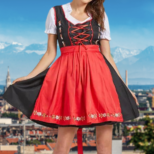 Damen Trachtenkleid Mit Schürze | Festliches Kleid Dunkelgrün 0