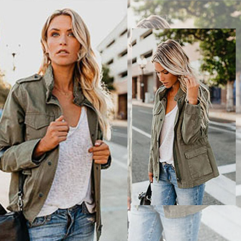 Damen Übergangsjacke Leicht mit Reißverschluss und Taschen 1