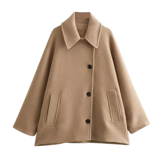 Damen Übergangsjacke Selina | Oversized Mantel mit Knopfverschluss 0