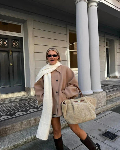Damen Übergangsjacke Selina | Oversized Mantel mit Knopfverschluss 4