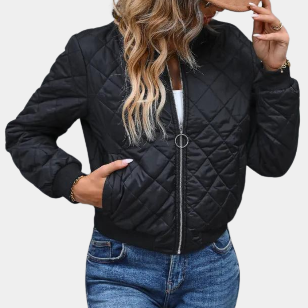 Damen Übergangsjacke mit Reißverschluss und gerippten Bündchen 0