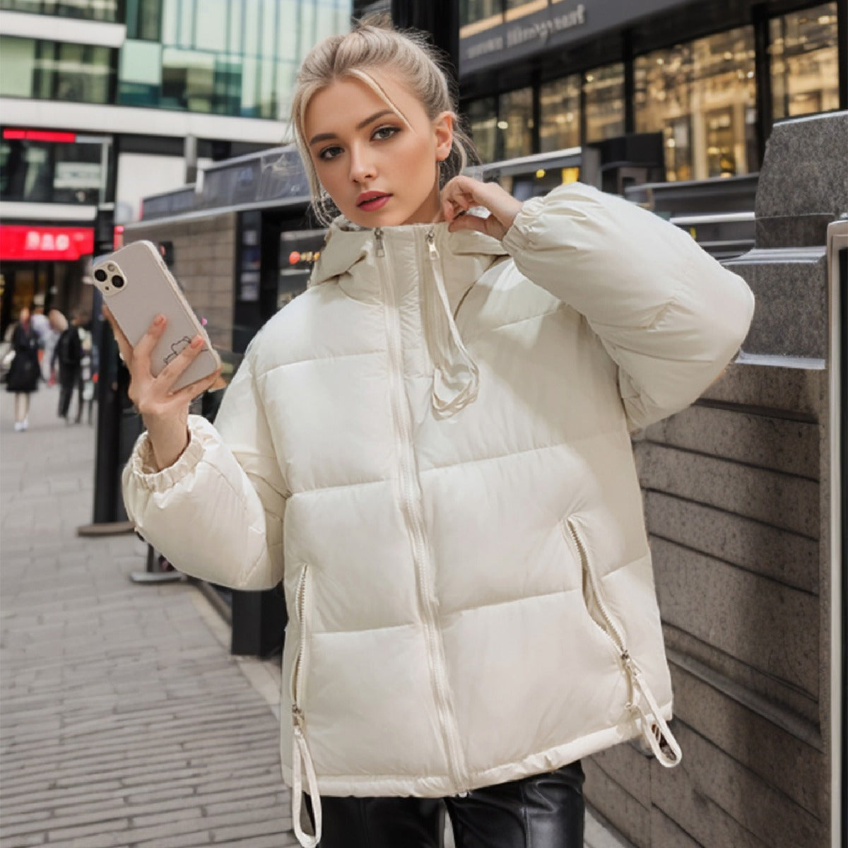 Damen Übergangsjacke mit Steppnähten und Eingrifftaschen 2