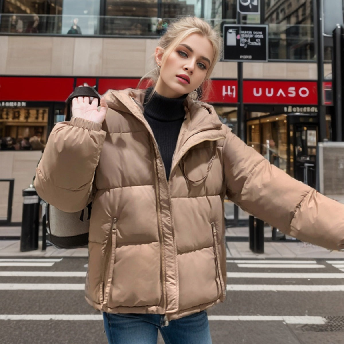 Damen Übergangsjacke mit Steppnähten und Eingrifftaschen 3