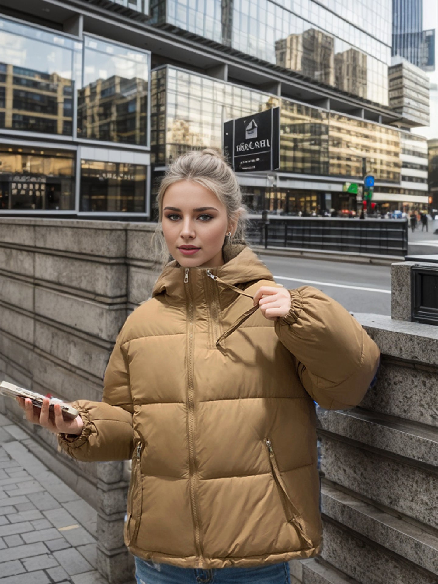 Damen Übergangsjacke mit Steppnähten und Eingrifftaschen 6
