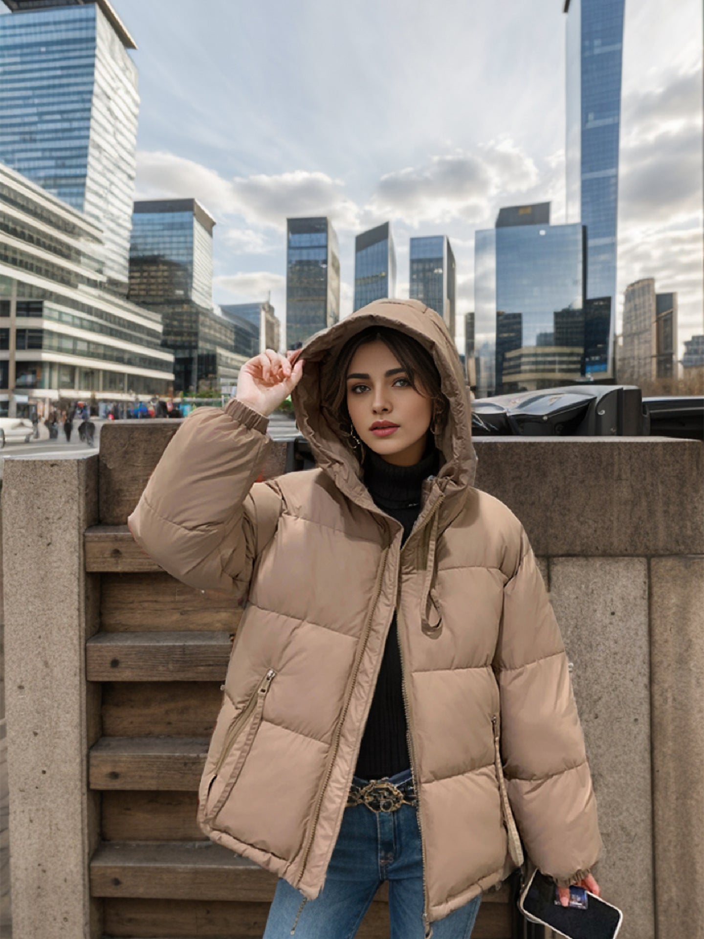 Damen Übergangsjacke mit Steppnähten und Eingrifftaschen 7
