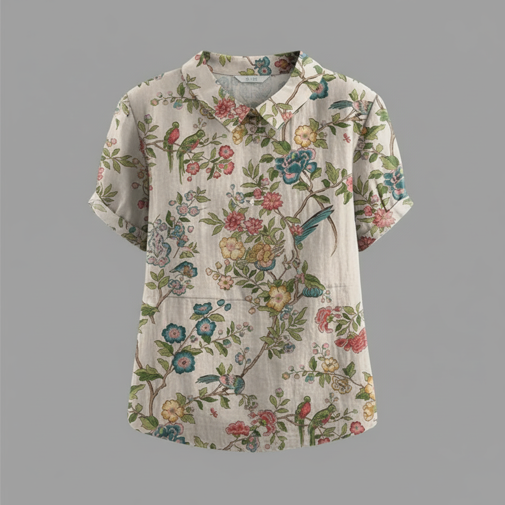 Damen Vintage Blumenmuster Bluse | Lässige Mode