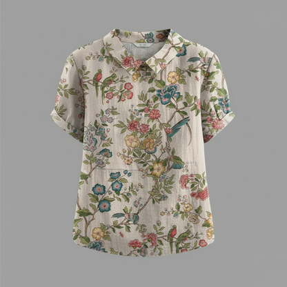 Damen Vintage Blumenmuster Bluse | Lässige Mode