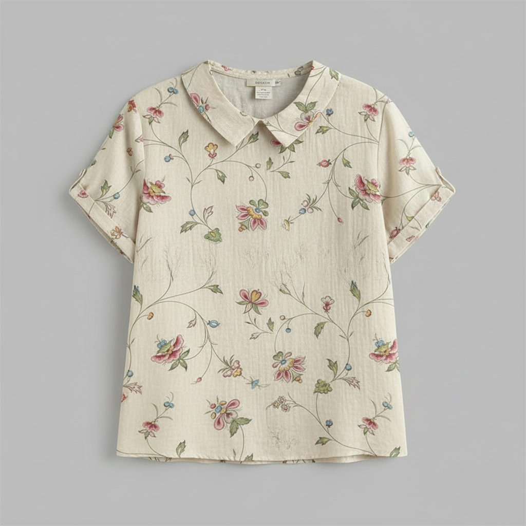 Damen Vintage Blumenmuster Bluse | Lässige Mode